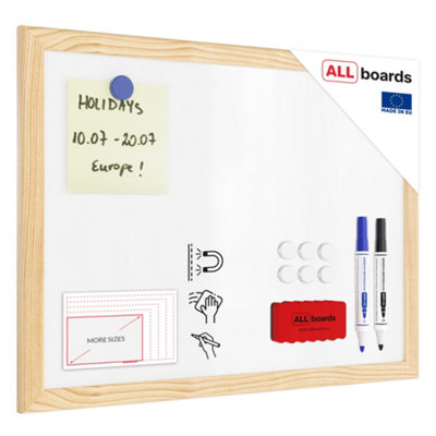 Allboards Whiteboard Dry Erase Magnetic Surface Wooden Natural Frame 30X40 Cm from B&Q