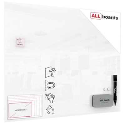 Allboards Magnetic Glass Board 150X120 Cm Premium Superwhite (Super White) from B&Q