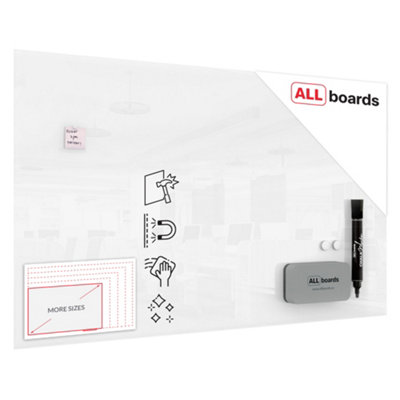 Allboards Magnetic Glass Board 200X120 Cm Premium Superwhite (Super White) from B&Q