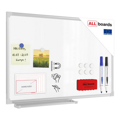 Allboards Whiteboard Dry Erase Magnetic Surface Aluminium Frame 60X40 Cm Classic A7 from B&Q