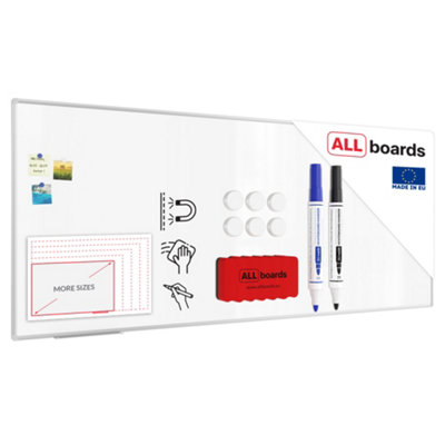 Allboards Whiteboard Dry Erase Magnetic Surface Aluminium Frame 240X100 Cm Premium Expo from B&Q