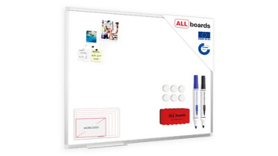Allboards Whiteboard Dry Erase Magnetic Surface Aluminium Frame 120X80 Cm Classic A7 from B&Q