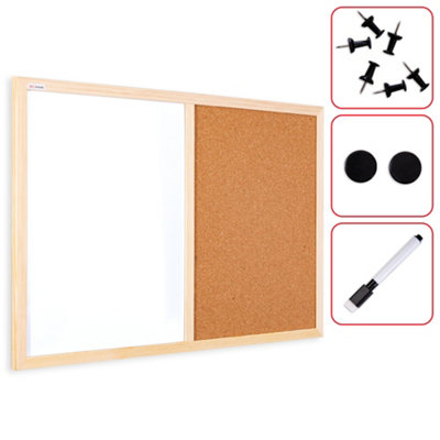 Allboards Cork Board And Magnetic Whiteboard Combi 60X40 Cm In Wooden Frame + Accesories from B&Q