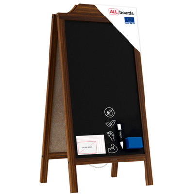 B&Q -  Pavement Sign With Wave Top Border Wooden Frame 100X49,5CmSidewalk Advertising Board Chalkboard A-Frame