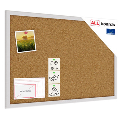 Allboards Cork Notice Board Wooden Natural Silver Frame 60X40 Cm from B&Q