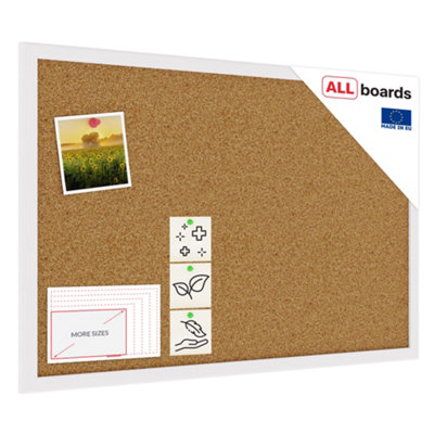 Allboards Cork Notice Board Wooden Natural White Frame 60X40 Cm from B&Q