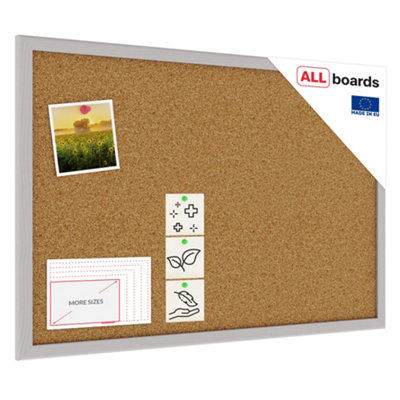 Allboards Cork Notice Board Wooden Natural Grey Frame 60X40 Cm from B&Q