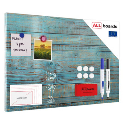 Allboards Magnetic Boards Metalboard Blue Planks Vintage Retro 60X40Cm A Magnetic Metal Poster With An Imprint from B&Q