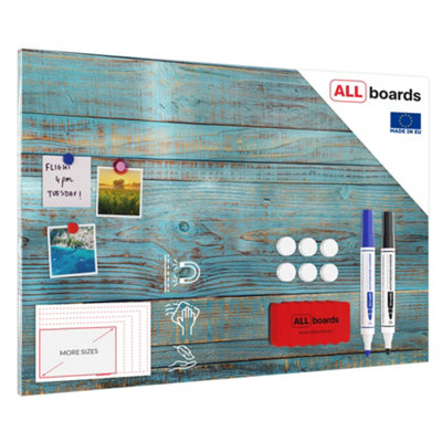 Allboards Magnetic Boards Metalboard Blue Planks Vintage Retro 90X60Cm A Magnetic Metal Poster With An Imprint from B&Q
