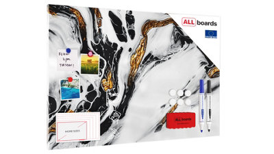 Allboards Magnetic Boards Metalboard Golden White Marble 90X60Cm A Magnetic Metal Poster With An Imprint For All Types Of Magnets from B&Q