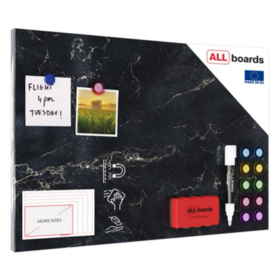 Allboards Magnetic Boards Metalboard Black MarbleBlack Golden Marble 60X40Cm A Magnetic Metal Poster For All Types Of Magnets from B&Q