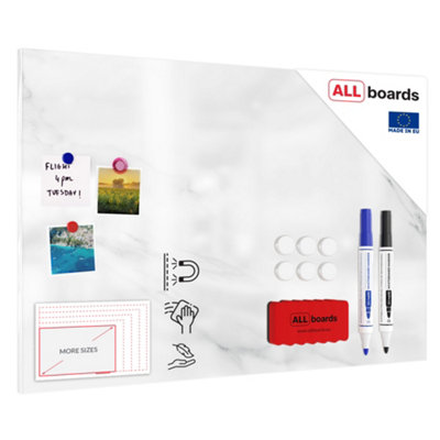 Allboards Magnetic Boards Metalboard White MarbleDecorative MarbleMarble Surface 90X60Cm A Magnetic Metal Poster from B&Q