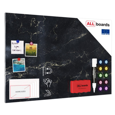 Allboards Magnetic Boards Metalboard Black MarbleBlack Golden Marble90X60Cm A Magnetic Metal Poster For All Types Of Magnets from B&Q