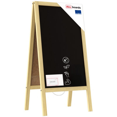 B&Q -  Pavement Sign With Natural Wooden Frame 100X49,5CmSidewalk Advertising Board Chalkboard A-Frame