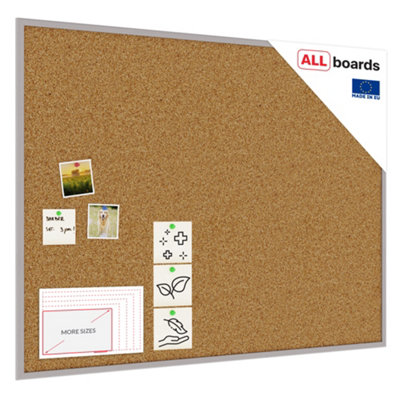 Allboards Cork Notice Board Wooden Natural Grey Frame 120X90 Cm from B&Q