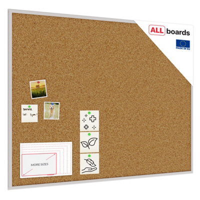 Allboards Cork Notice Board Wooden Natural Silver Frame 120X90 Cm from B&Q