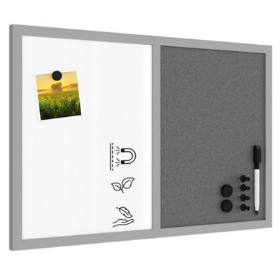 Allboards Whiteboard And Grey Cork Combo Board In A Grey Wooden Frame 60 X 40Cm from B&Q