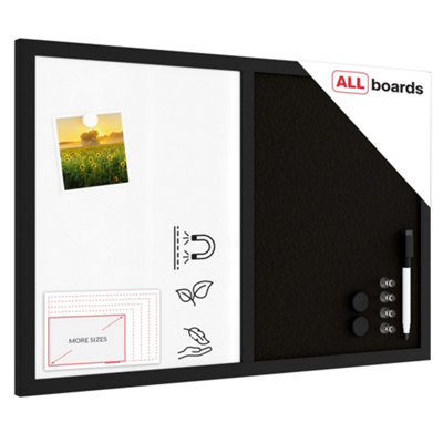 Allboards Whiteboard And Black Cork Combo Board In A Black Wooden Frame 60 X 40Cm from B&Q