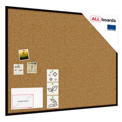 Allboards Cork Notice Board Wooden Natural Black Frame 120X90 Cm from B&Q