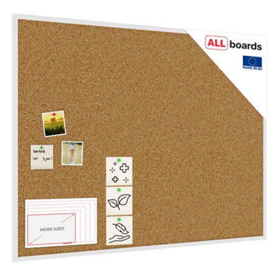 Allboards Cork Notice Board Wooden Natural White Frame 120X90 Cm from B&Q