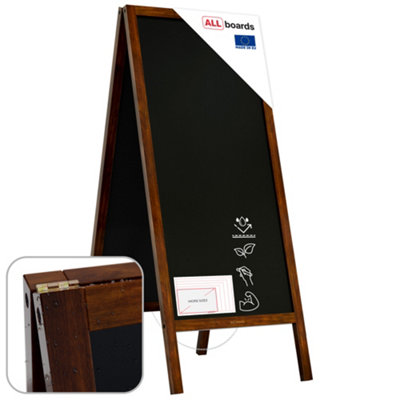 B&Q -  Waterproof Pavement Sign With Varnished Wooden Frame 150X61CmSidewalk Advertising Chalkboard A-Frame With Chain