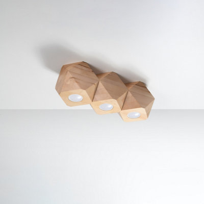 Sollux Lighting Woody Wood Natural 3 Light Classic Ceiling Light from B&Q