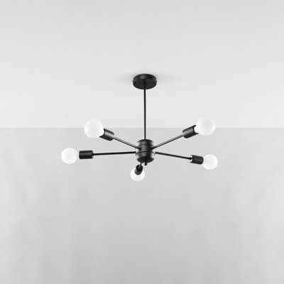 Sollux Lighting Lango Steel Black 5 Light Classic Chandelier from B&Q