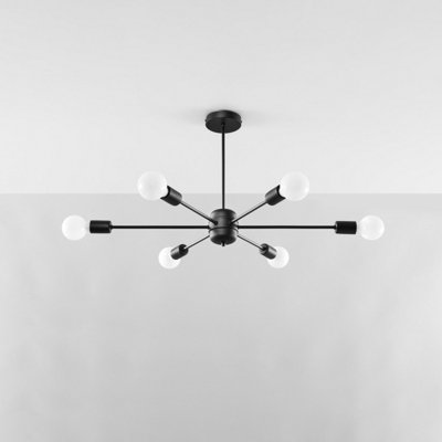 Sollux Lighting Lango Steel Black 6 Light Classic Chandelier from B&Q