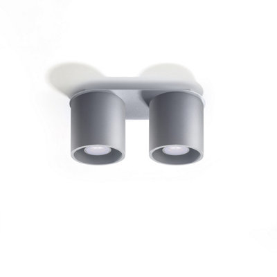 Sollux Lighting Orbis Aluminium Grey 2 Light Classic Ceiling Light from B&Q