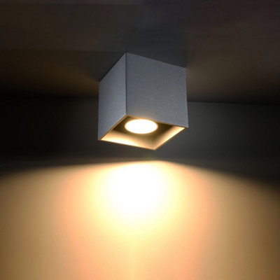 Sollux Lighting Quad Aluminium Grey 1 Light Classic Ceiling Light from B&Q