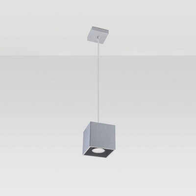 Sollux Lighting Quad Aluminium Grey 1 Light Classic Pendant Ceiling Light from B&Q