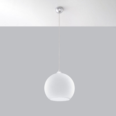 Sollux Lighting Ball Glass & Steel White 1 Light Classic Pendant Ceiling Light from B&Q