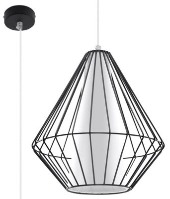 B&Q -  Luminosa Demi 1 Light Caged Ceiling Pendant BlackWhiteE27