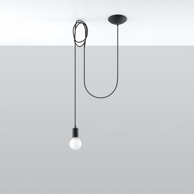 Sollux Lighting Edison Fabric & Steel Black 1 Light Classic Pendant Ceiling Light from B&Q
