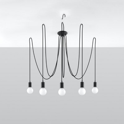 Sollux Lighting Edison Fabric & Steel Black 5 Light Classic Chandelier from B&Q