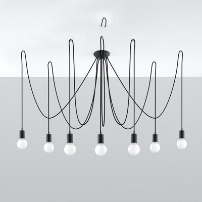 Sollux Lighting Edison Fabric & Steel Black 7 Light Classic Chandelier from B&Q