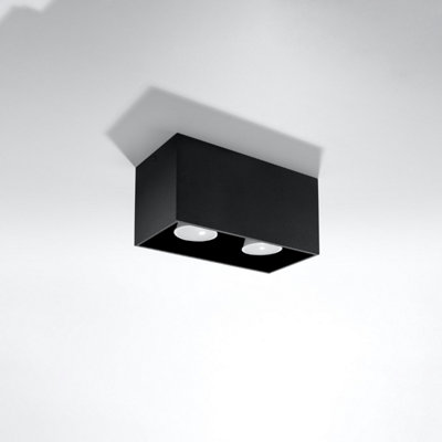 Sollux Lighting Quad Maxi Aluminium Black 2 Light Classic Ceiling Light from B&Q