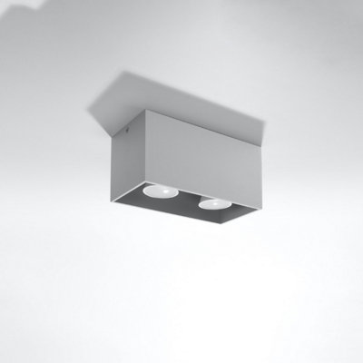 Sollux Lighting Quad Maxi Aluminium Grey 2 Light Classic Ceiling Light from B&Q