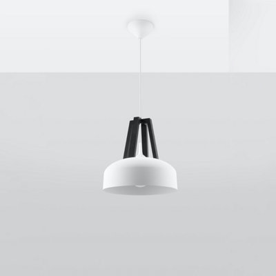 Sollux Lighting Casco Steel & Wood 1 Classic Pendant Ceiling White/Light