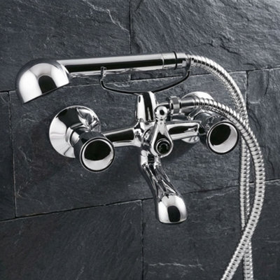 Invena Chrome Bath Tap Filler With Shower Mixer Wall Mounted from B&Q