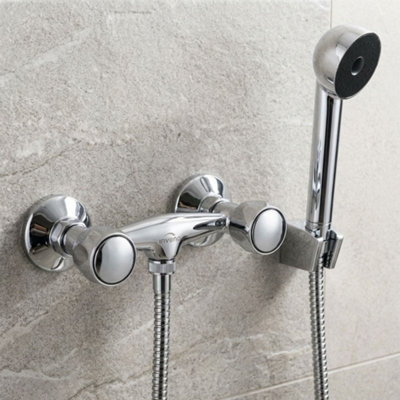 Invena Bathroom Wall Mounted Chrome Plated Brass Mixer Shower Handle from B&Q