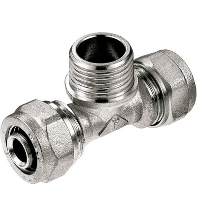 Invena Pex-Al-Pex 16mm X 1/2" Male Bsp X 16mm Compression Fittings Tee Connector from B&Q