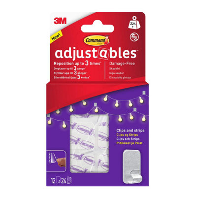 17840Clr-12Ukn Command Adjustables Repositionable Clips 12Pk from B&Q