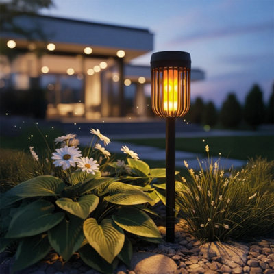 Milagro Flame Solar Lamp 1800K Ip44 Black from B&Q
