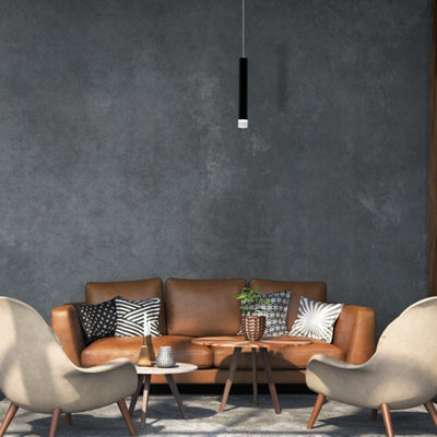 Milagro Carbon Black Led Pendant Lamp 1X5W Eye Catching Contemporary Cylindrical Lights With Built In Low Consumption Light Source from B&Q