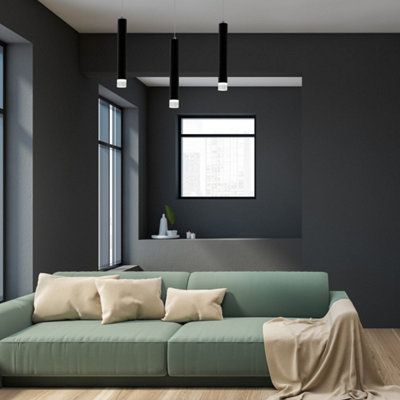 Milagro Carbon Black Led Pendant Lamp 3X5W Eye Catching Contemporary Cylindrical Lights With Built In Low Consumption Light Source from B&Q