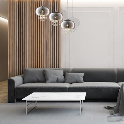 Milagro Starlight Chrome Pendant Lamp 3Xe14 A Stunning Range With 22Cm Glass Shades Housing Chrome Fitments And Gorgeous Crystals from B&Q
