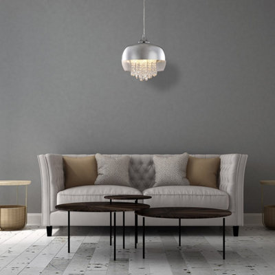Milagro Luna Pendant 21Cm 1Xe14 Designer Light Crafted From A Chrome Fitting And Glass Shades With Suspended Crystals from B&Q