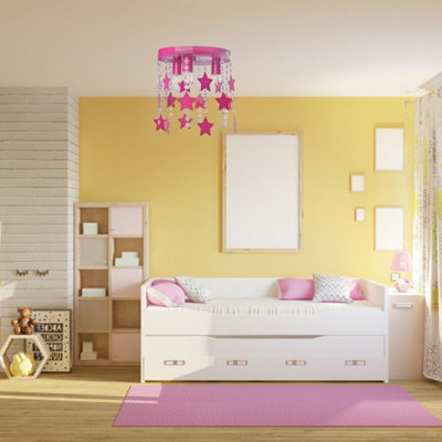 Milagro Ceiling Lamp Star 3Xe27 Hot Pink Attractive Hand Made Chandelier With Suspended Crystals And Stars from B&Q