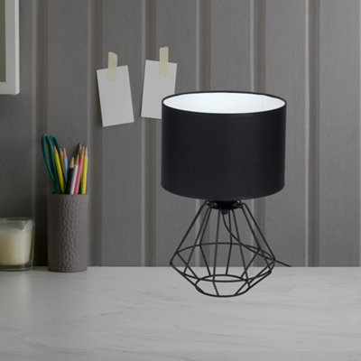Milagro Colin Black Table Lamp 1Xe27 Hand Made Matt Black Cage Style Lamps Creating Industrial Chic from B&Q